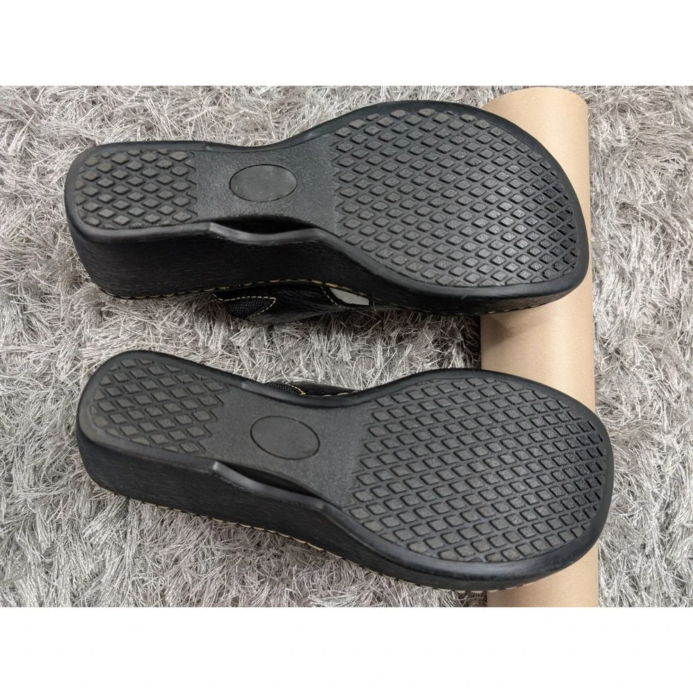 Canyon River Blues Mens Black Leather Slide Sandals Size 10 Slip On Casual Shoes